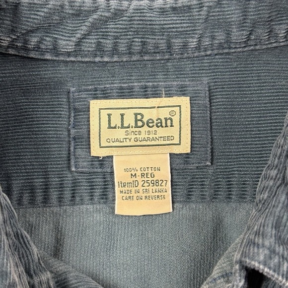 LL Bean Shirt Mens Medium Blue Corduroy Pocket Long Sleeve Button Down Workwear - Picture 6 of 10